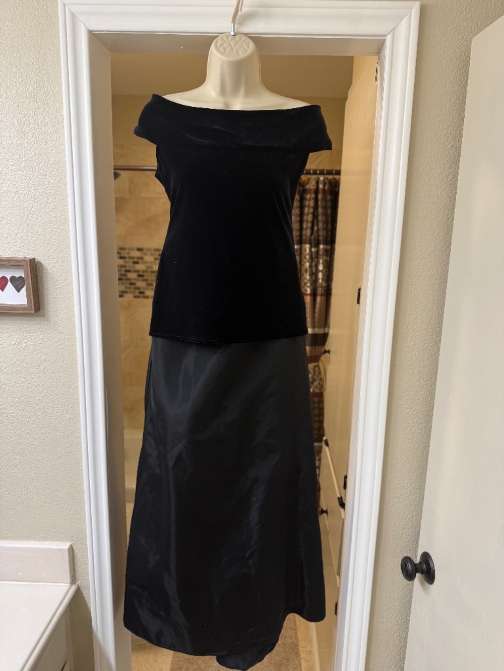 Black Velvet Top and Satin skirt with train